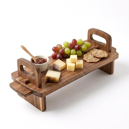 Raised acacia wooden serving - acacia,