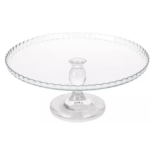 Large glass cake stand - stand, footed