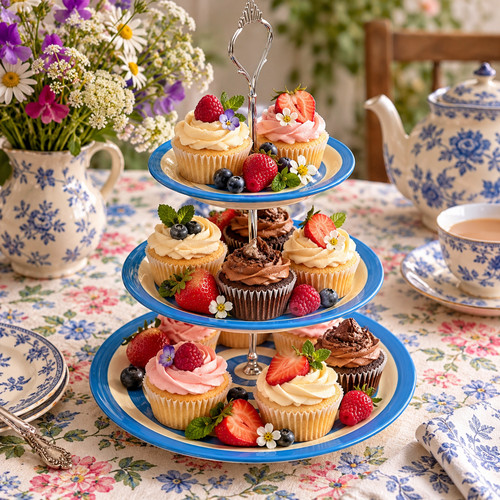Tier cake stand blue - tier,